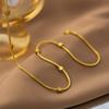 Colar Yunyao Corrente Osso de Cobra Quadrado Dourado Aço Titânio Estilo Novo Simples Nicho Europeu e Americano Corrente Lisa Não Desbota Gargantilha Feminina