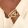 Conjunto de 2 peças Moda Versátil Laço de Metal Criativo Figura 8 Mulheres Anel Pulseira Aberta Conjunto de Joias