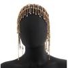 Moda de Luxo Europeia e Americana Estilo Étnico Exagerado Headwear com Franjas Totalmente Cravejado de Diamantes Show de Palco Personalidade Temperamento Corrente de Ornamento com Strass