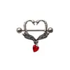 Estilo Nuevo Europeo y Americano Acero Inoxidable Forma de Corazón Circonita Piercing de Pezón Mano Fantasma Barra Recta Piercing de Pezón Chica Sexy Caliente Piercing Corporal Transfronterizo