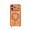 Adecuado para iPhone 16 Pro, soporte magnético 360 con patrón dorado, funda protectora anticaídas para Apple 17 Pro Max