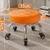 Taburete de ruedas universal para el hogar, polea silenciosa, taburete bajo, hermoso cinturón de costura, cinturón para bebés, niños, niños pequeños, zapatos giratorios, taburete redondo de moda