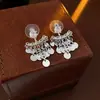 Pendientes de Borla de Disco de Circonita de Aguja Plateada de Doble Uso, Pendientes de Estilo Minimalista de Moda y Únicos, Pendientes de Nicho de Gama Alta para Mujer