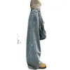 Calça Jeans Wide Leg com Strass Céu Estrelado para Mulheres, Nova Coleção Primavera 2026 Cintura Alta Emagrecedora Casual Versátil Comprimento Total