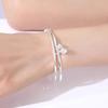 Pulsera de plata de ley 9999 con doble anillo y dos anillos de plata Shihuan, pulsera de plata pura con boca cerrada, anillo liso brillante, pulsera sólida Mobius al por mayor