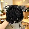 Pinza de Garra de Malla con Lunares y Lazo Estilo Coreano de Gama Alta para Cola de Caballo para Mujeres Pinza Versátil de Tela para la Parte Posterior de la Cabeza Medio Recogido Accesorio para el Cabello