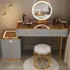 Tocador de dormitorio nórdico, mueble integrado multifuncional minimalista moderno, tocador inteligente con carga inalámbrica