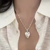 Colar com Pingente de Coração Martelado em Corrente de Nariz de Porco de Prata Esterlina S925 para Mulheres, Minimalista de Nicho Alto Padrão Luxo Leve Personalidade Versátil
