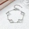 Conjunto de Pulseiras Trevo de Quatro Folhas Dourado em Aço Inoxidável Transfronteiriço Pulseira de Unha Pulseira de Diamante Pulseira Vazada Estoque Pronto