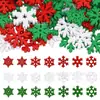 Atacado de Madeira Desenho Animado Natalino Floco de Neve Colorido Decorações DIY Esquema de Cores Natalinas Vermelho Verde Branco Adesivos de Floco de Neve 100 Peças