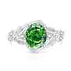Anillo de Flor de Hielo de Piedra Preciosa Colorida de Venta Caliente en Transmisión en Vivo para Mujer, Diamante de Alto Carbono Súper Brillante, Anillo Galvanizado en Oro Real