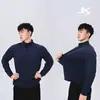 Outono Clone Rosto Meio Botão Gola Redonda Slim Fit Casual Moda Exibição Fitness Esportes Alta Elasticidade Base Camiseta Longa