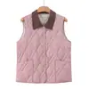 Colete de Algodão Estiloso com Lapela para Mulheres, Roupa Externa, Temporada Outono/Inverno, Colete de Novo Estilo, Roupa para Mães Jovens, Quente, Proteção contra o Frio, Jaqueta Colete