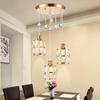 Lámpara de araña de cristal de tres cabezas de estilo americano transfronterizo, de lujo, para restaurante, ambiente moderno y sencillo, iluminación de cristal para comedor en casa.
