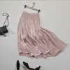 Falda mercerizada mujer verano última cómoda talla grande fresca falda línea A elegante ajustada cintura elástica falda de longitud media