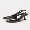 Moda Estilo Nuevo Sandalias de Tacón Alto Poco Profundas para Mujer Punta Fina Correa al Tobillo Tacón de Aguja Primavera y Otoño Suministro Transfronterizo