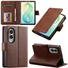 Adecuado para funda de cuero para teléfono plegable Samsung Z Fold 8, Fold 7/6/5/4 con hebilla, ranura para tarjetas y cubierta protectora con soporte