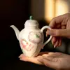 Juego de té de cerámica aitama con amapolas pintadas a mano Mojie, juego de té kung fu, para uso doméstico, filtro de bola, tetera de mano