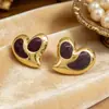 Aretes de Acero de Titanio con Forma de Corazón 3D, Esmalte Multicolor Irregular, Corazón de Amor, Temperamento Dulce Simple, Chapado en Oro de 18 Quilates