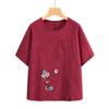 Verano Nueva Ropa de Mujer Traje de Algodón para Madre Top Estampado Mediana Edad y Anciana Talla Grande Camiseta de Manga Corta Conjunto de Dos Piezas