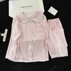 Pijama Adorable con Cuello de Muñeca para Mujer, Manga Larga Primavera/Otoño, Suave Cárdigan de Algodón Nube, Conjunto Suelto Estilo Princesa para Casa