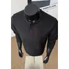 Camiseta de manga larga estilo Henley negro americano para hombre, adecuada para primavera y otoño, con diseño de tejido gofrado, un look moderno y elegante, y una sensación de alta calidad, perfecta como capa interior o camiseta unisex