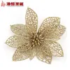 Flores Navideñas Huecas con Polvo Dorado, Decoraciones de Corona para Árbol de Navidad, Suministros Navideños, Adornos Colgantes de Atmósfera Navideña, Decoraciones de Flores Artificiales