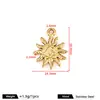 Pingente de sol floral estilo europeu e americano, acessório de joia DIY em aço inoxidável, charm tridimensional primorosamente trabalhado para pulseiras e colares