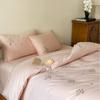 Algodão de Fibra Longa Estilo Americano Escovado Gravata Bordada com Laço de Nó Roupa de Cama Espessa 100% Algodão Conjunto de Quatro Peças Flor Gardênia Letra 1