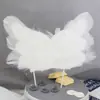 Hermosos adornos decorativos para pastel de flamenco de Instagram, DIY, alas de cisne de plumas, amor, amor, fiesta, postre, insertable