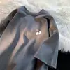 Camiseta de manga corta de algodón grueso para hombre, estilo Hong Kong, moderna, holgada, combinable, informal, de media manga para pareja