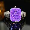 Lujo Ligero Elegante Anillo Corte Flor de Hielo Gloria Litio Púrpura Flecha de Cupido Incrustado con Diamante de Alto Carbono Diamante Púrpura Retro de Alta Gama Mujeres
