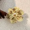 Anillos de Acero Inoxidable de Moda Europea y Americana, Anillos Estilo Vintage de Flor Hueca para Mujer, Anillos de Acero de Titanio Oro 18K, Anillos Transfronterizos