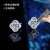 Aretes de Plata Esterlina S925 con Moissanita Micro-Incrustados Brillantes Trébol Clásico de Cuatro Garras Aretes Modernos y Elegantes
