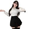 Domila Jk Garota Quente Desejo Puro Cintura Camisa Branca Feminina Novo Design de Botão Meio Comprimento Saia de Quadril Roupa Íntima Sexy