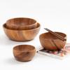 Cuenco de madera japonés Cuenco de madera Cuenco de madera de acacia entera Cuenco de madera Grande y pequeño Comercio exterior Accesorios de fotografía de alimentos Vajilla de madera Cuenco de madera
