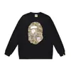 Moletom fino de terry para comércio exterior transfronteiriço, para homens e mulheres, estação outono, com estampa de letras homem-macaco e camuflagem, caimento solto, gola redonda, pulôver, moderno