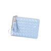 Bolsa de moedas pequena com zíper nova para primavera e verão, bolsa simples de cor sólida leve para cartões, bolsa tecida à mão, bolsa feminina fofa e requintada