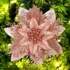 Flores de Navidad 14cm Flores Artificiales con Clips y Tallos Opcionales Decoraciones para Árbol de Navidad y Guirnaldas Decoraciones Navideñas al por Mayor