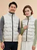 Chaleco casual de plumas con cuello alto para hombre, chaleco ligero resistente al agua para exteriores para mujer, cálido relleno de pato, logo personalizable