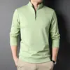 Sudadera Nueva para Hombre Primavera y Otoño 2024, Sencilla Casual de Corte Holgado, Cuello Semi Alto, Cremallera, Color Sólido, Camiseta Básica de Manga Larga para Hombre