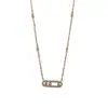 Collar de Tres Diamantes Tachonado de Diamantes de Moda para Mujer con Cierre Móvil Chapado en Oro de 18 Quilates, Cadena para Clavícula de Gama Alta de Nicho