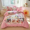 Conjunto de cama de quatro peças de algodão integral, tamanho grande, escovado, qualidade A, para outono e inverno, conjunto de cama espesso de algodão puro, conjunto de três peças de desenho animado
