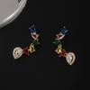Pendientes de circonita con forma de gota de agua de colores irregulares, diseño de nicho femenino, personalidad, elegantes y a la moda, con pasador de plata.