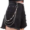Tendencia de moda europea y americana personalidad remache de doble cabeza cadena de resorte cilíndrico costura de cadena cadena de metal multicapa para pantalones joyería genial