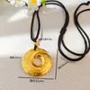 Colgante de Collar de Arena Dorada Antigua para Hombres y Mujeres, Hebilla de Seguridad para Cordón, Anillo Baifu Chapado en Oro, Estilo Antiguo