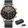 Reloj deportivo de negocios LIGE para hombre, de cuarzo, con personalidad, informal, resistente al agua y con diseño de luna, para comercio exterior