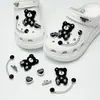 Accesorios para Zapatos Croc Negro y Plateado Camelia Brillante DIY Flor de Zapato de Pedrería de Alta Gama Hebilla de Zapato Joyería de Perlas Accesorios