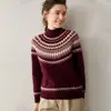 Suéter de cachemira para otoño e invierno con patrón jacquard Fair Isle engrosado, jersey de punto de cuello semi-alto