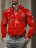 2026 Transfronteiriça Amazon Europeia e Americana Masculina Casual Confortável Gola Lapela Manga Longa Camisa Natal Impressão 3D